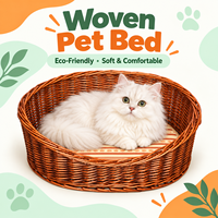 Nouvelle Niche/Cave Ovale Moderne Écologique Confortable Respirante Durable Faite à la Main en Rotin pour Chat et Chien – Panier Douillet Tout Confort
