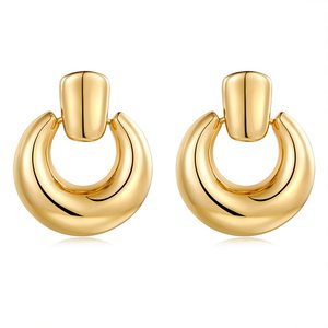 Orecchini a Cerchio Donna Personalizzati Senza Sbiadimento, Gioielli alla <span class=keywords><strong>Moda</strong></span>, Lisci e Massicci, Placcati in Oro 18K, Trendy - Product Image 1
