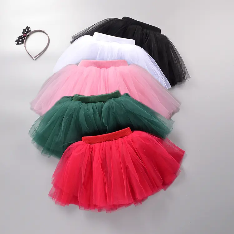 Vestido de malha colorida para meninas, mini saia de princesa de uma peça, bolo de dia das crianças, vestido macio