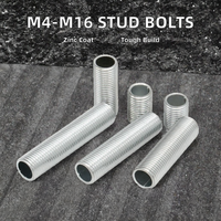 M8 M10 M16 Stud Bolt Steel with Zinc Finish Right Hand Thread 3-Year Warranty Metric Measurement System General Industry Use