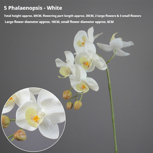 Orquídea artificial de tacto real al por mayor con tallos de alambre flexible, 5 orquídeas de mariposa para decoración de interiores, sala de estar y fiestas. - Product Image 4