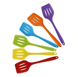 Silicone Turner Spatula Slotted Spatula, High Heat Resistant to 480 F, Non Stick Rubber Kitchen Utensil For Eggs Fish