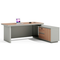Bureau de direction de luxe en forme de L, grand format, finition grain de bois, avec rangements intégrés, pour PDG et managers, montage facile, mobilier de bureau à domicile