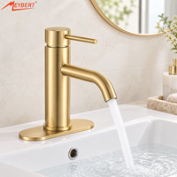 Keran Kamar Mandi Stainless Steel 304 Satu Lubang Sensor Sentuh, Terpasang di Dek, Warna Emas Disikat, Hitam Krom, Mixer Air Panas Dingin untuk Wastafel