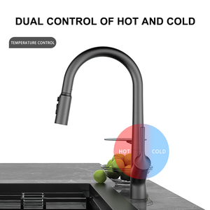 Rubinetto da cucina moderno monocomando con piattaforma portaoggetti, estraibile a 3 vie con molla - Product Image 6