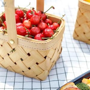 Cesto Portaoggetti Ecologico in <span class=keywords><strong>Vimini</strong></span> per Picnic, Frutta, Verdura, <span class=keywords><strong>Pane</strong></span>, in Legno e Rattan Intrecciato - Product Image 6