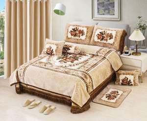 Warm 12pcs Raschel Blanket Set Velvet Blanket and <strong>Curtains</strong> Set for Winter Printed Super Soft Blanket Set with <strong>Curtains</strong> - Product Image 6