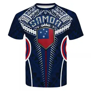 Polynesian Tribal Styles 100% Polyester Mens Fashion T shirt Short Sleeve Samoan flag Wholesale Custom Graphic T Shirt Printing