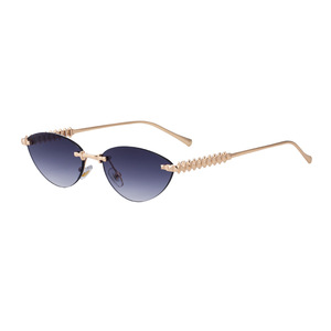 Lunettes de soleil œil de chat sans monture pour femmes, monture en métal, protection UV400, style urbain, design haut de gamme - Product Image 1
