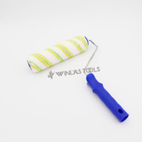 Rouleau à peinture rayé haut de gamme avec manche et brosse à rouleau à manche en plastique, très vendu