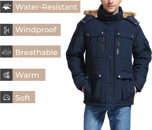 Parka d'hiver Nouveau Veste en duvet pour hommes Mode chaude Manteaux en duvet d'extérieur Vestes populaires en duvet Couleur unie simple avec chapeau - Product Image 5