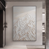 Peinture à l'huile minimaliste italienne peinte à la main de montagnes enneigées Décoration de paysage de salon Peinture Décoration murale Art
