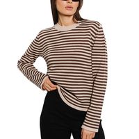 Automne fileté col rond tricoté femmes pull Style européen américain rayé tricoté pull dame pull
