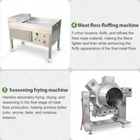 Chaîne de production de friture de viande et de préparation de flocons de poisson avec machine de cuisson et de chauffage
