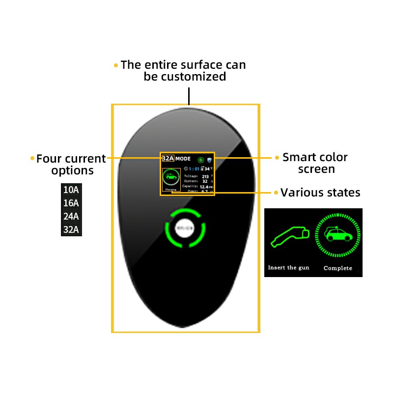 Chargeur mural 7kw Ev Type 2 1 phase 230v Ev Ac Charger
