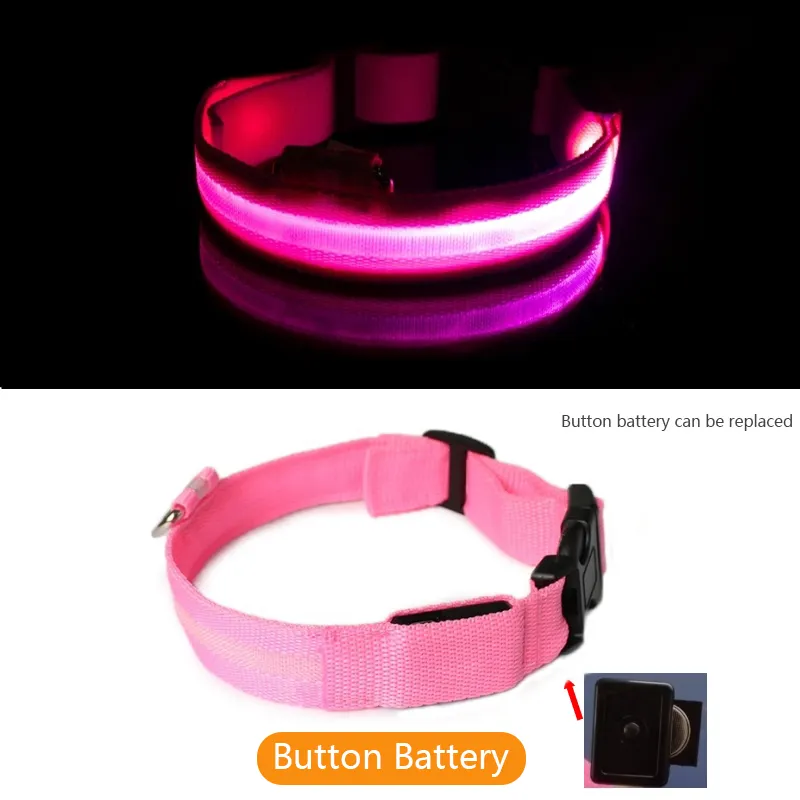 Custom Logo Waterproof Flashing Light Up Pet Collar Adjustable Flashing USB Rechargeable LED Dog Collar For Night Walking