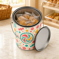 Boîte ronde en fer blanc personnalisée avec couvercle pour bonbons, biscuits, chocolats, noix, grains de café – Emballage en vrac OEM/ODM