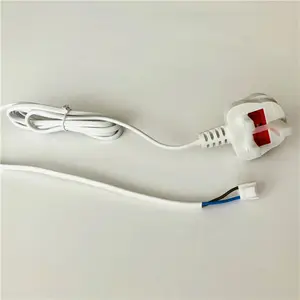 Fundido blanco color estándar británico UK cable de alimentación con conector de plástico terminal