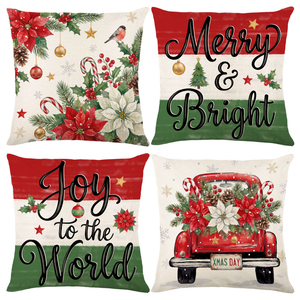 Wholesale Winter Christmas Printed Square Throw Pillow Covers Anti Wrinkle Washable Snowman Snowflake Look Cushion Covers - Product Image 5