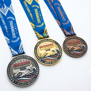 Medalla de Natación Personalizada de Aleación de Zinc con Relieve 3D de Alta Definición y Esmalte Suave para Torneos Deportivos Universitarios - Product Image 4