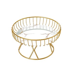 Plateau à fruits rond en or de luxe nordique, créatif, <span class=keywords><strong>pour</strong></span> le salon, le bureau, le rangement de collations, le service de gâteaux - Product Image 5