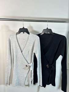 <span class=keywords><strong>Blusa</strong></span> <span class=keywords><strong>de</strong></span> suéter con cuello en V cruzado <span class=keywords><strong>de</strong></span> estilo <span class=keywords><strong>de</strong></span> otoño para mujer elegante <span class=keywords><strong>de</strong></span> manga larga y cintura ajustada con técnica <span class=keywords><strong>de</strong></span> punto plano - Product Image 4