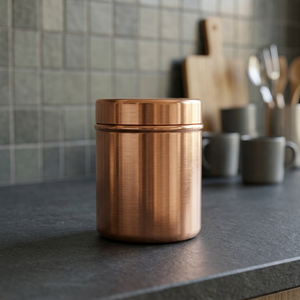 Recipiente Redondo Hermético para Alimentos de Cobre, Tarro para Especias de Diseño Minimalista con Acabado Pulido, 1 Capa, Mantiene la Frescura - Product Image 6