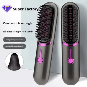 Cepillo Alisador y Rizador de Cabello 2 en 1 de Cerámica, con Pantalla LED, Funciona con Batería, Peine Eléctrico Portátil para Peinar el Cabello - Product Image 3