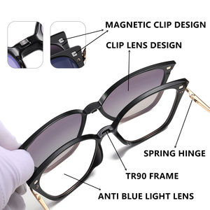 <span class=keywords><strong>Gafas</strong></span> magnéticas de lujo con <span class=keywords><strong>Clip</strong></span> <span class=keywords><strong>para</strong></span> mujer, TR90, Ojo de gato de Metal, cuadrado, polarizado, Anti luz azul, Lunettes De Luxe 2025 - Product Image 4