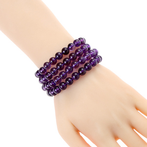 Bracciale Elastico Fatto a Mano con Perle di Ametista da 8mm, Unisex, a Filo Singolo, Impilabile, per Donne, Uomini e Adolescenti, Forma a Sfera - Product Image 3
