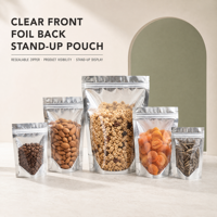 Sachets Doypack Holographiques Personnalisés Durables avec Fenêtre Transparente et Fermeture Zip Refermable pour Emballage de Noix et Snacks, Qualité Alimentaire, Vente en Gros