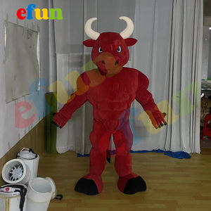 फुन मोक 1 पीसी पेशेवर कस्टम रेड बुल शुभंकर पोशाक वयस्क कार्टून पशु चरित्र बिक्री के लिए - Product Image 1