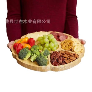 Shijie Wooden Flower Shaped Divided Platter Solid Wood <b>Snack</b> <b>Tray</b> For Party Home Use - Product Image 5