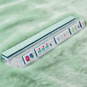 Jeu de Mahjong américain de luxe moderne en acrylique vert clair, 160 tuiles gravées, 4 couches, personnalisées, pour voyage - Product Image 4