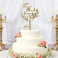 Décoration de gâteau en acrylique miroir doré découpé au laser de haute qualité pour mariage et fête d'anniversaire