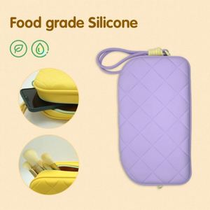 Sac de rangement pour maquillage en silicone, résistant à l'eau, durable, grande capacité, avec fermeture éclair et poignée souple, écologique et tendance - Product Image 6