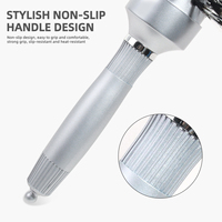 Brosse à cheveux ronde professionnelle en argent résistante à la chaleur pour salon, avec poils de sanglier et nylon, pour le coiffage et le séchage au sèche-cheveux