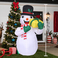 Décoration de Noël gonflable de 1,8 m en forme de bonhomme de neige avec boîte cadeau jaune et lumières colorées, nouveau décor de fête