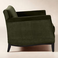 Canapé en velours vert olive de style français, coussins amovibles, structure en bois massif, ensemble de canapés modernes sur mesure