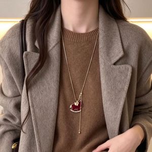 Red Velvet Pony <b>Necklace</b> For Women Zinc Alloy Animal Shape Daily Wear Gift Jewelry - Product Image 2