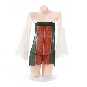 Classic Tang Dynasty style printed two-piece strapless dress, plus size women's Hanfu, sexy lingerie, revealing buttocks, - Product Image 5
