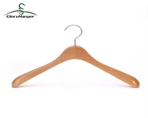 Cintres de qualité supérieure Cintres en bois massif naturel Logo personnalisé Boutique <span class=keywords><strong>Cintre</strong></span> de luxe pour manteau et costume avec épaule large - Product Image 3