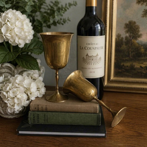 Copas de Vino de Latón Vintage - Caliz Clásico de Tallo Largo de Latón - Suministro Premium para Cenas Reales - Product Image 1