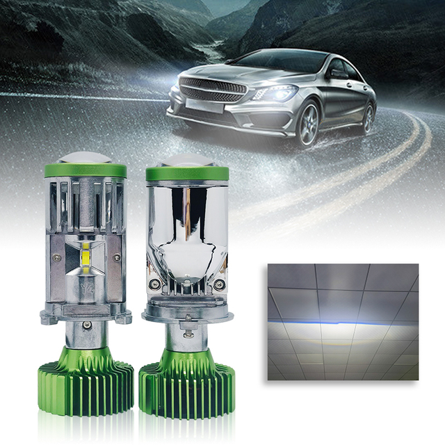 40W H4 LED Projector Car Headlight Bulbs 12pcs 3570 CSP Chips High Low LHD RHD 60000LM H4 Mini Projector Lens 6000K White 12V