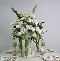 A-1994 Boule de fleurs artificielle en soie, roses blanches et hortensias, pour décoration de fond d'événement, de mariage et centre de table, économique