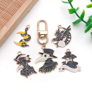 Color oscuro DIY aceite goteo calavera <span class=keywords><strong>Cuervo</strong></span> pájaro diseño aleación pulsera llavero colgante transfronterizo Popular para niños - Product Image 2