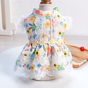 Vestido de Verano para Perro con Estampado de Flores y Cuadros, Falda de Moda para Mascotas, Ropa para Mascotas - Product Image 2