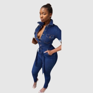 90906-MX47 tute in Denim con cintura blu scuro <span class=keywords><strong>Jeans</strong></span> da <span class=keywords><strong>donna</strong></span> - Product Image 2