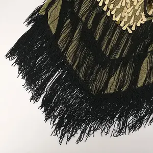 Сценическое платье с V-образным вырезом, женское платье для латинских танцев, 1920s, платье с бахромой, с открытой спиной, летнее Сетчатое платье с блестками - Product Image 6