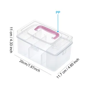 EVERSMILY 멀티 클리어 주최자 상자 보석 공예 주최자 이동식 구획 작은 플라스틱 저장 상자